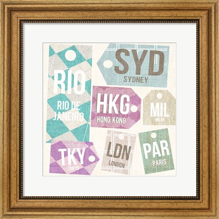 Framed City Tags Square II Print