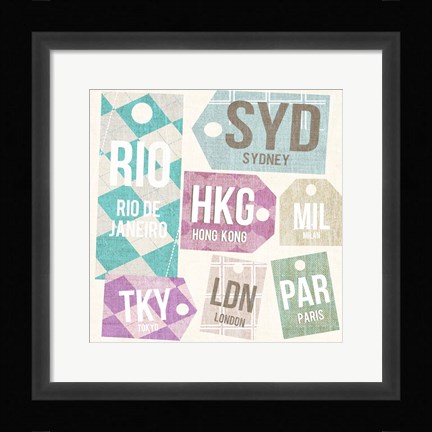 Framed City Tags Square II Print