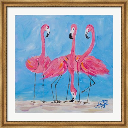 Framed Fancy Flamingos II Print