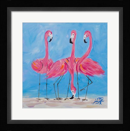 Framed Fancy Flamingos II Print