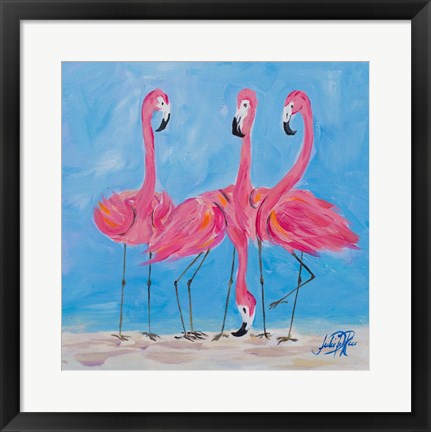 Framed Fancy Flamingos II Print