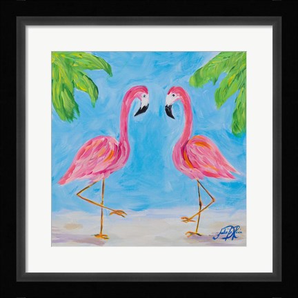 Framed Fancy Flamingos III Print