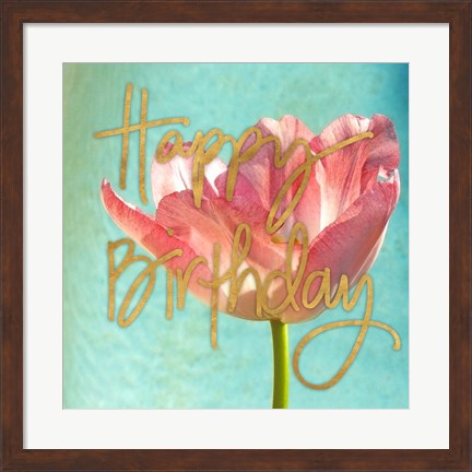 Framed Pink Tulip Birthday Print