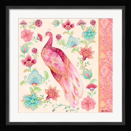 Framed Pink Medallion Peacock II Print