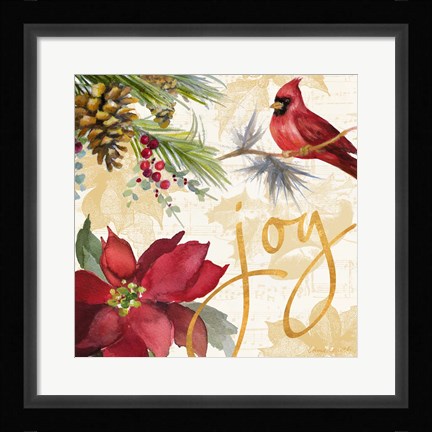 Framed Christmas Poinsettia I Print