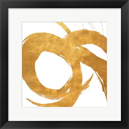 Framed Gold Circular Strokes II Print