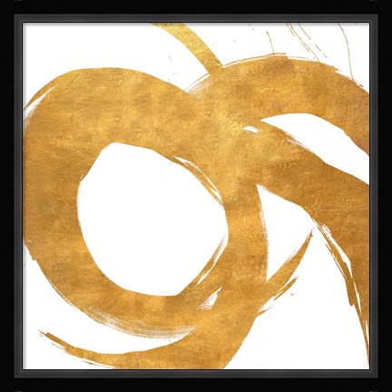 Framed Gold Circular Strokes II Print