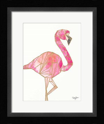 Framed Origami Flamingo Print