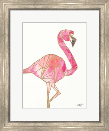 Framed Origami Flamingo Print
