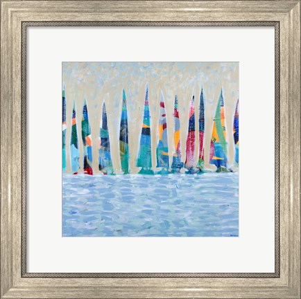 Framed Dozen Colorful Boats Print