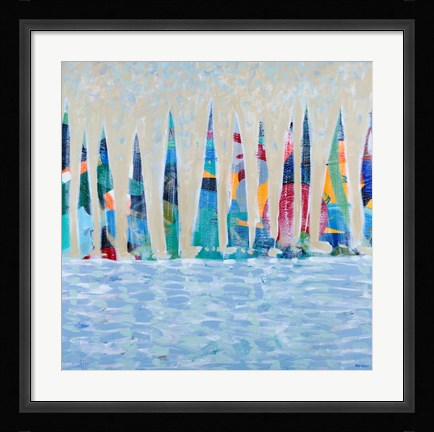 Framed Dozen Colorful Boats Print