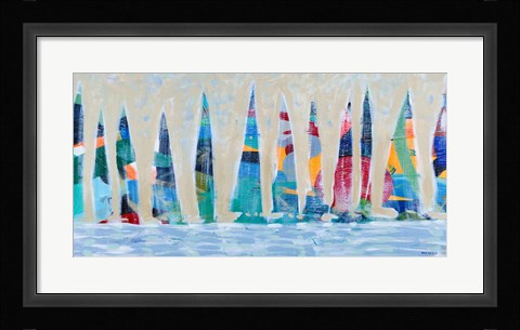 Framed Dozen Colorful Boats Panel Print