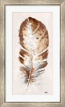 Framed Brown Watercolor Feather I Print