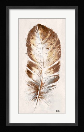 Framed Brown Watercolor Feather I Print