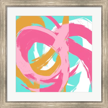 Framed Pink Circular Strokes II Print