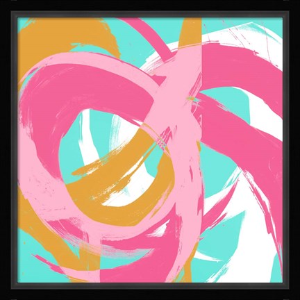 Framed Pink Circular Strokes II Print