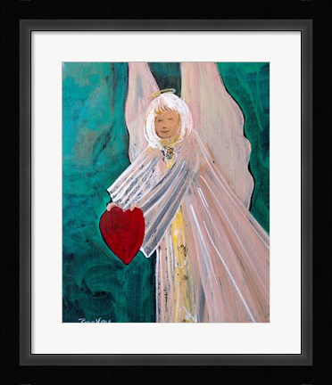 Framed Angel Sharing Heart Print