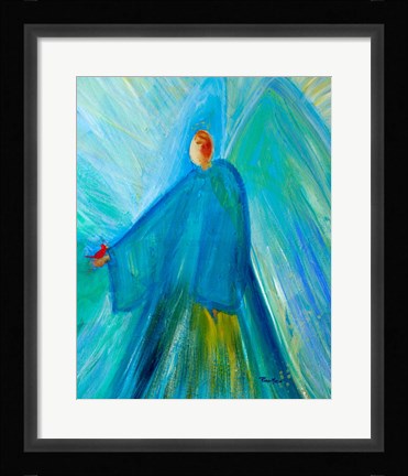 Framed Benevolent Angel with Cardinal Print