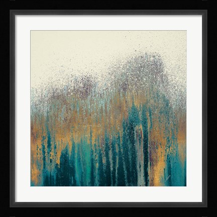 Framed Teal Woods with Gold Print
