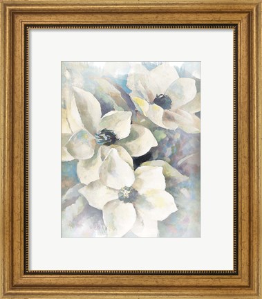 Framed Magnolias Aglow on Abstract II Print