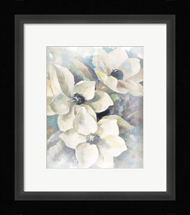 Framed Magnolias Aglow on Abstract II Print