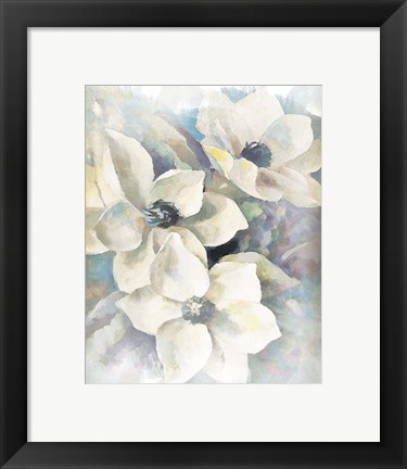 Framed Magnolias Aglow on Abstract II Print