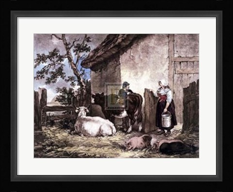 Framed Milkmaid and Cowherd Print