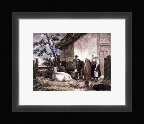 Framed Milkmaid and Cowherd Print