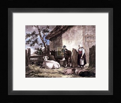 Framed Milkmaid and Cowherd Print