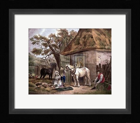 Framed Feeding the Pigs Print