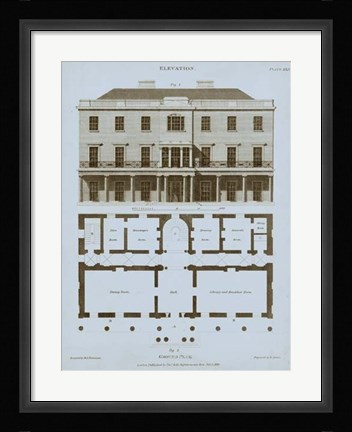 Framed Chambray House &amp; Plan II Print