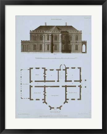 Framed Chambray House &amp; Plan III Print