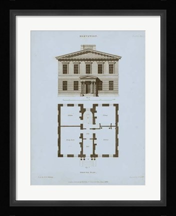 Framed Chambray House &amp; Plan IV Print