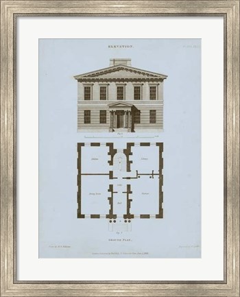 Framed Chambray House &amp; Plan IV Print