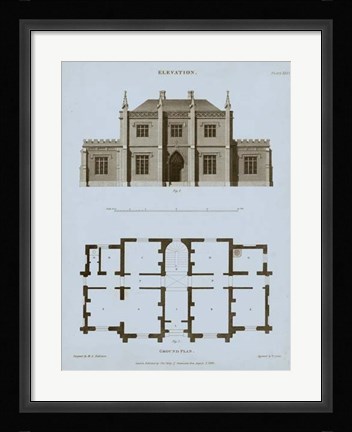 Framed Chambray House &amp; Plan V Print