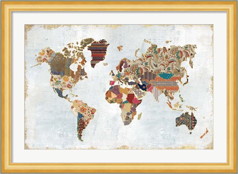 Framed Pattern World Map Print