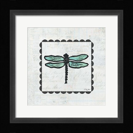 Framed Dragonfly Stamp Print