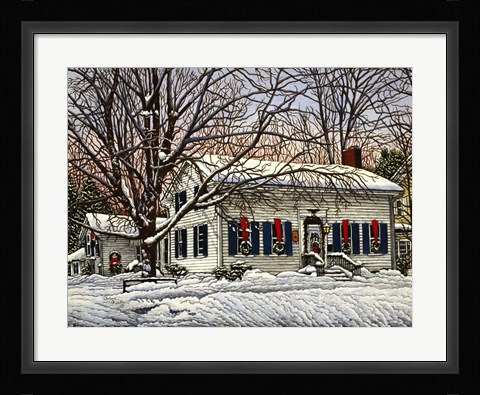 Framed Red Ribbon Wreath Print