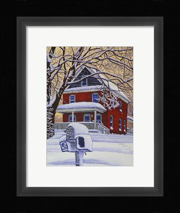 Framed Snow On The Mailbox Print
