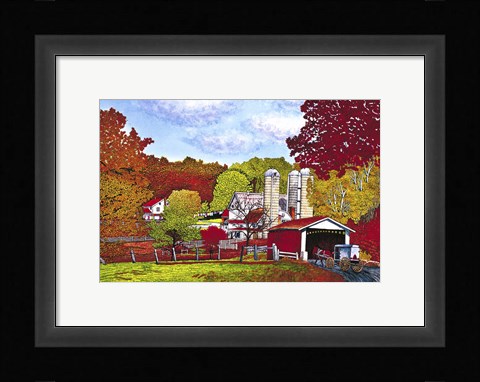 Framed Covered Bridge And Buggy, Lancaster Co, Pa Print