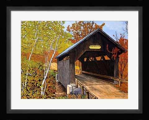 Framed Covered Bridge Waterbury Vt Print
