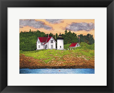 Framed Curtis Island Lighthouse, Camden, Me Print