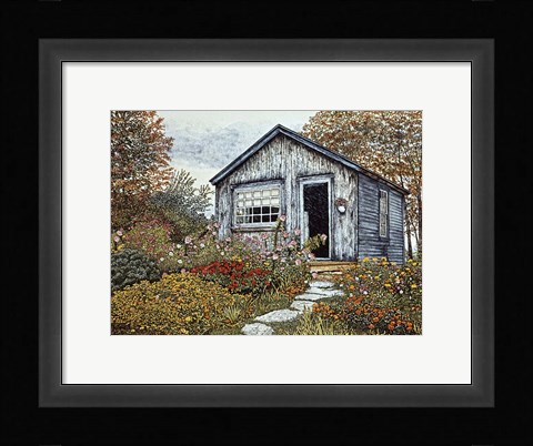 Framed Flower Shed I, Arlington Vt Print