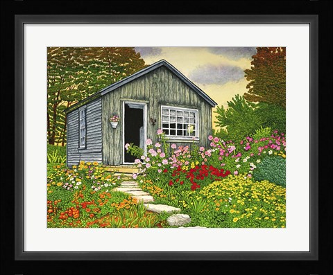 Framed Flower Shed II, Arlington Vt Print