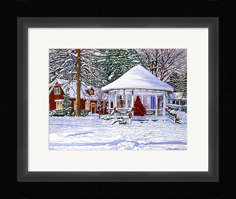 Framed Gazebo At Ellicottville, Winter Print