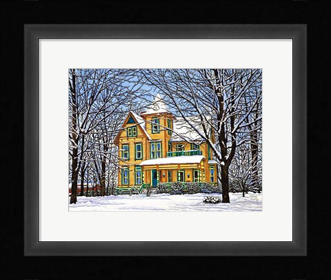 Framed Victorian Home In Winter, Hamburg, Ny Print
