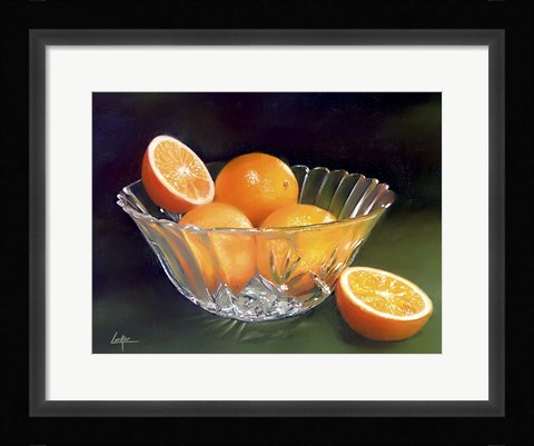Framed Oranges Crystal Vase Print