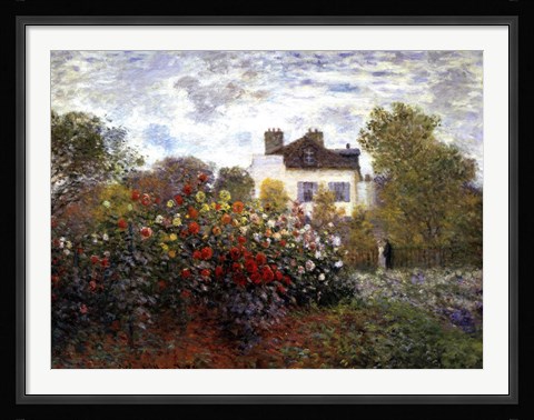 Framed Artist's Garden in Argenteuil (A Corner of the Garden with Dahlias), c.1873 Print