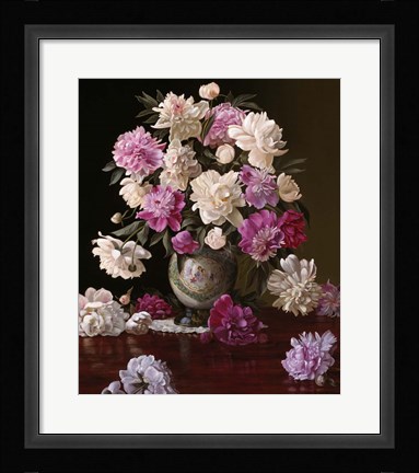 Framed Peonies in a Japanese Vase Print