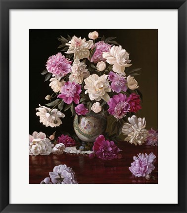 Framed Peonies in a Japanese Vase Print
